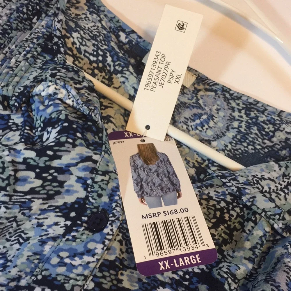 Joie  Blue Parisian Paisley Peasant Top Size XX-Large NWT